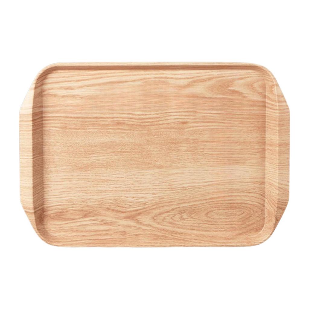 Melamine Wood Grain Tray Portable Multipurpose Decorative Serving Platter for Household Camping BBQ Restaurant Breakfast