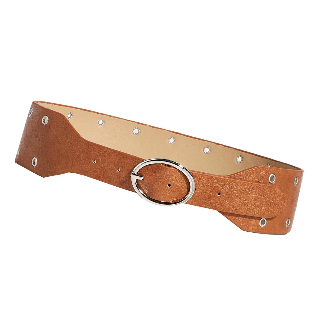 Unisex Punk Waistbelt Studded Belt For Daily Wear 120cm PU Leather Strap Durable 3.8cm Adjustable