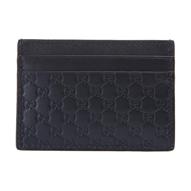 Gucci Vintage Logo Embossed Leather Card Holder Men wallets Dark-Blue Navy-Blue 262837-BMJ1N-4009 Box(Basic Set+Box)