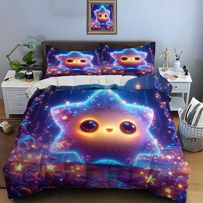 Cute Cartoon Stars Print Bedding Collection Duvet Cover 1 Duvet Cover 2 Pillowcases Adult And Kids Bedding Collection Luxury ChildrenS Gifts
