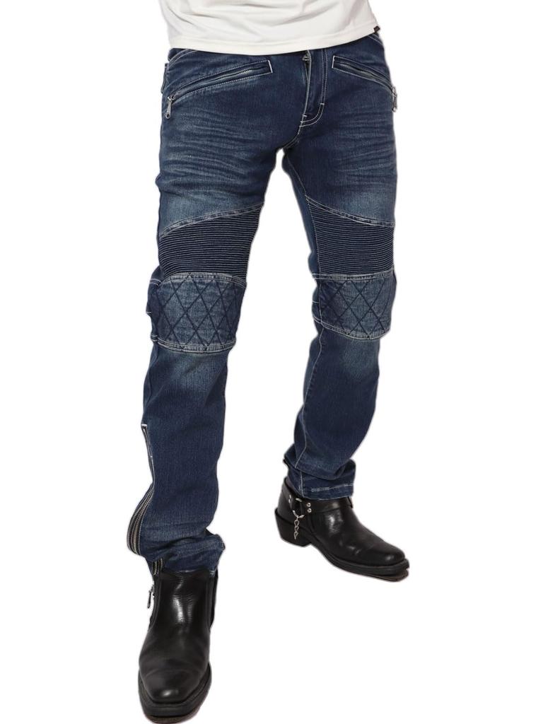 Vanson Embroidered Denim Biker Size 34 NVBL-2303 Pants, Indigo,