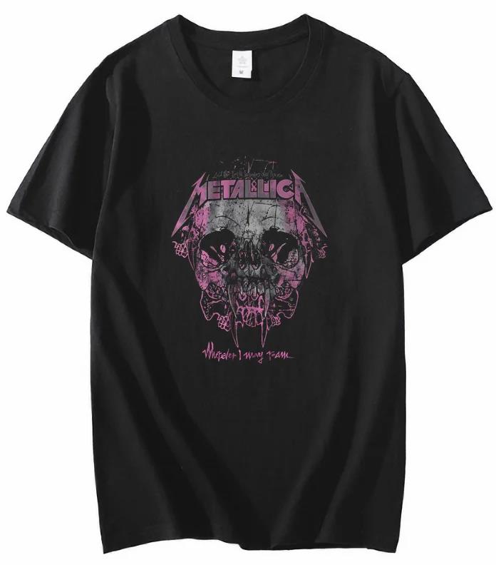 Unisex Metallic Band Retro Metal Ready Hell Tour Black T-Shirt WoUnisex Tops T-Shirt Harajuku Casual MEOWTALLICA Top Unisex