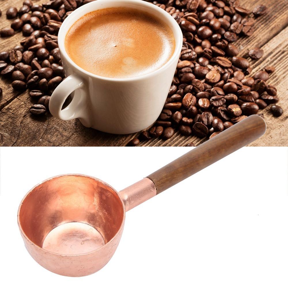 Black Walnut Handle Nature Walnut Spoons Red Copper Finish Coffee Measuring Scoop  Kitchen Use