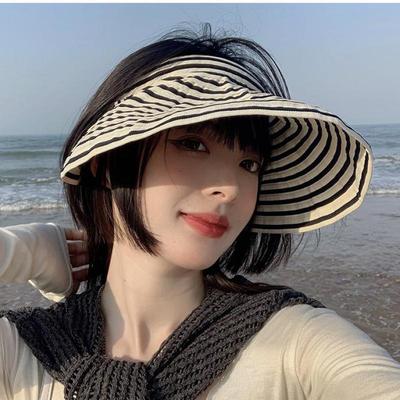 Spring Summer Hats For Women Striped Foldable Wide Brim Sun Hat Outdoor Sunshade Sun Visor Hat Sunhat Beach Accessories