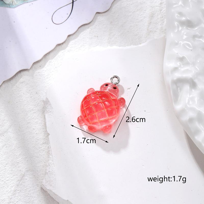 10pcs Glow-In-The-Dark Turtle Resin Charms Bulk Wholesale Random Color Cartoon Tortoise Necklace Earring Pendant Jewelry DIY