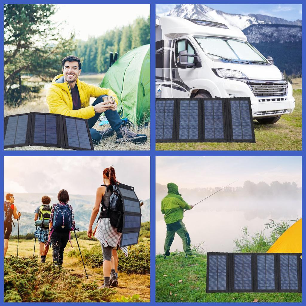 IP65 Solar Panel Folding Charger Portable Battery Charger for Cell Phone Camping Accessories Outdoor Waterproof Power Bank