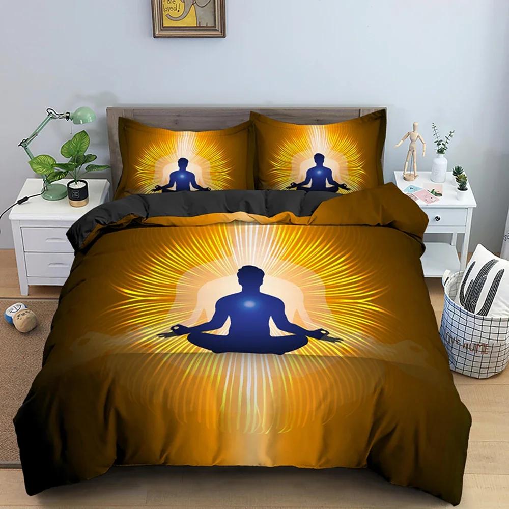Family Buddha Bedding Set Mandala Quilt Cover Luxury Twin King Size Bed Sets Bohemian Bedclothes 2/3pcs With Pillowcase
