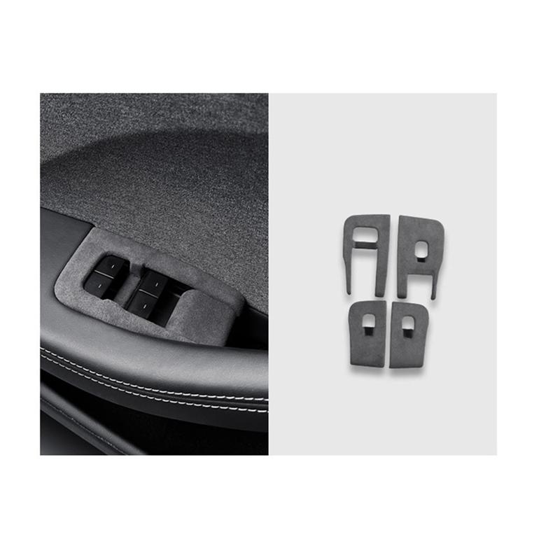NEW-For Tesla2025 Model3 Highland Car Window Lifting Button Panel Suede Suede Trim Frame Sticker Auto Interior Replacement Parts