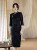 Autumn and winter national style new Chinese cheongsam 1011 new improved young girl high-end knitted jacquard seven-quarter sleeve