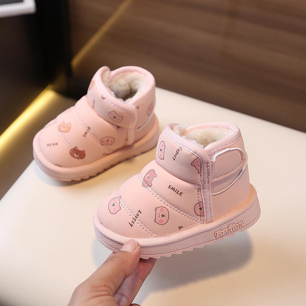 Winter warm toddler shoes for one-year-old girls, soft-soled toddler shoes for boys, baby shoes with plush lining and thickened design6-12Months