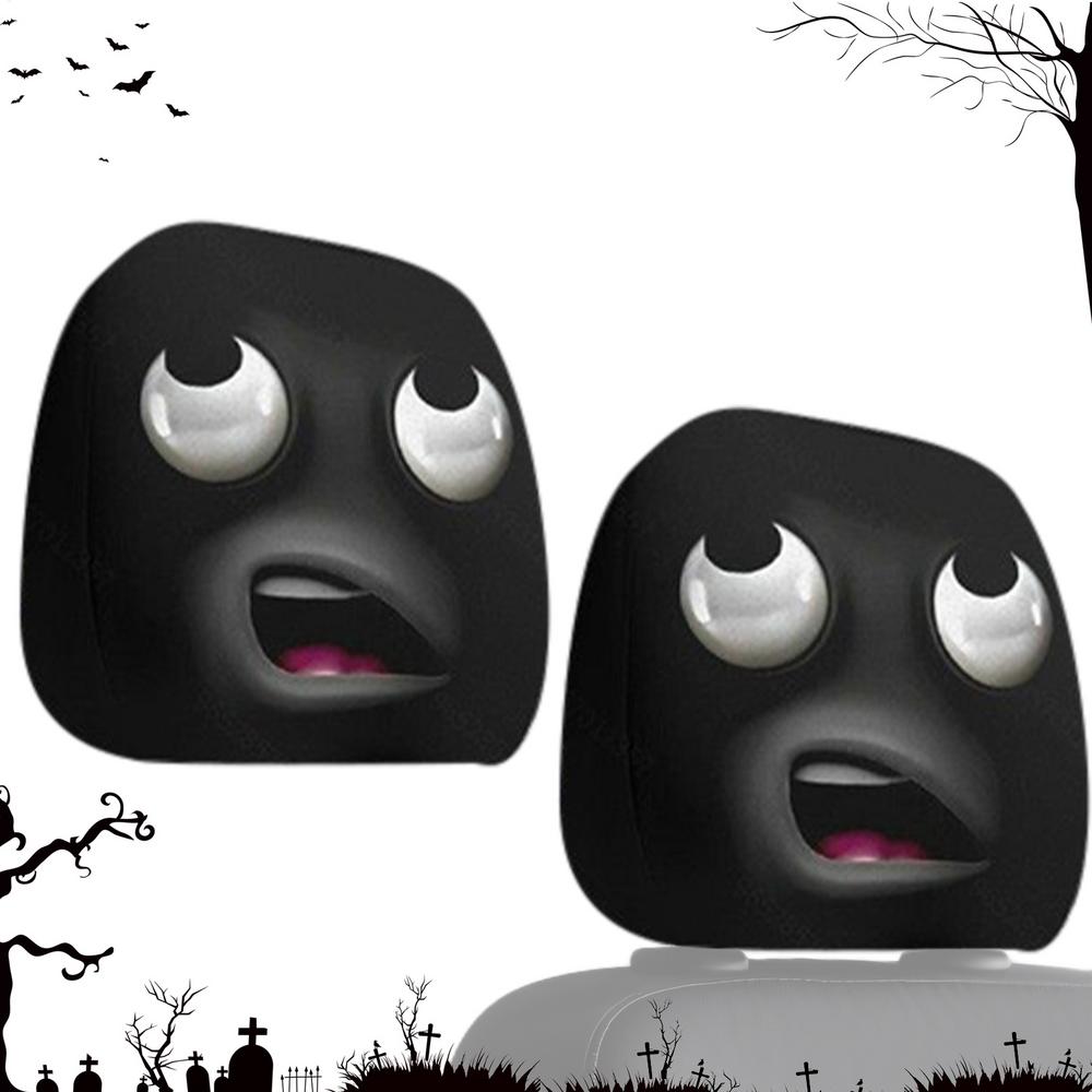 Car Seat Head Cover 2 Pieces Cute Car Seat Headrest Protector Decorative Interior Accessories For Driving Travel Men Road Trip