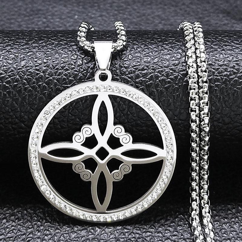 Gothic Style Stainless Steel Knot Pendant Necklace Unisex Fashion Jewelry