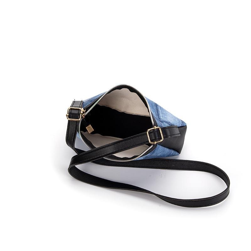 Blue denim pattern armpit bag, simple fashion plaid printing shoulder handbag, a women's bag trend