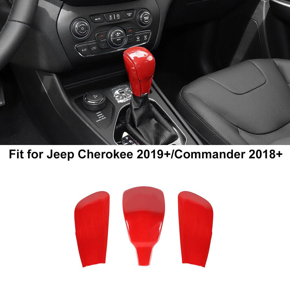 3x Red Center Inner Gear Shift Knob Head Cover for Jeep Cherokee 19+ Accessories