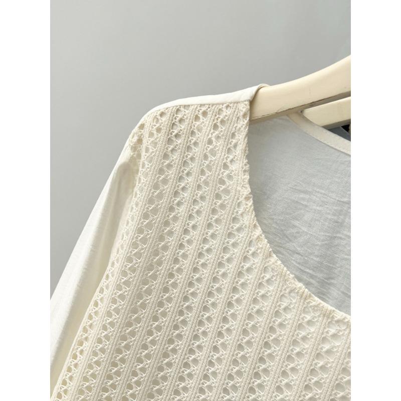 Plus Size Irregular Hollow Out Spliced Fake Two Piece Long Sleeve T Shirt Top For Women