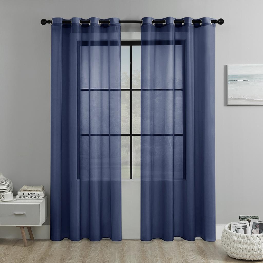 2025Solid Color Perforated Window Screen Semi-Blackout Curtain Living Room Balcony Window Screen Door Curtain Decoration