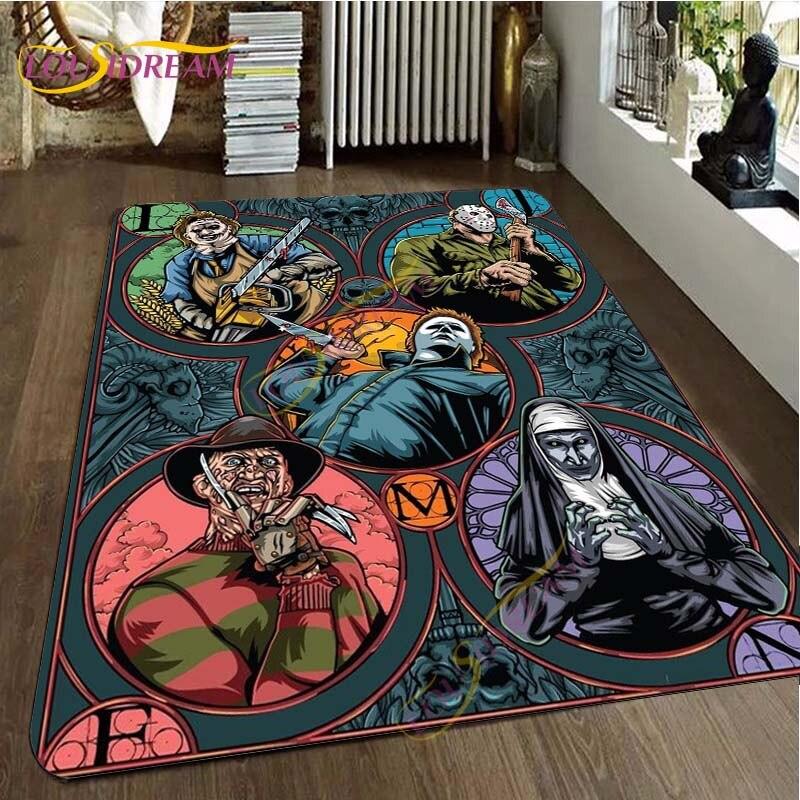 Freddy Jason Chucky Horror Movie Character Carpet Halloween Child's Play Floor Mat 3D Horror Rug Area Rugs Bedroom Non-slip Mat
