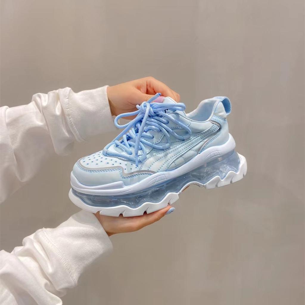 Autentické kožené neohrabané tenisky Dámské jarní novinky Trendy platforma Vzduchový polštář Zvýšení výšky Sportovní obuv pro volný čas