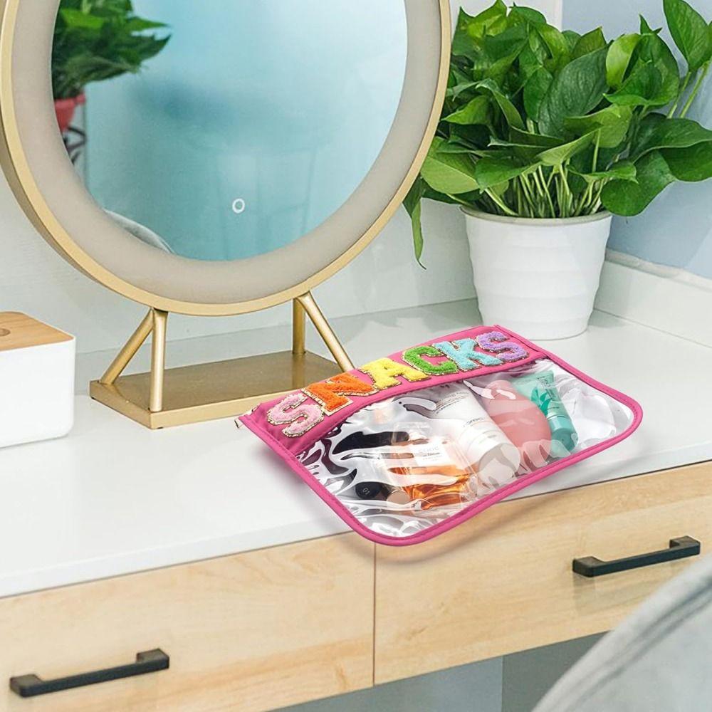 Transparent PVC Women's Clutch Waterproof Handheld Toiletry Organizer Make Up Pouches  Travel