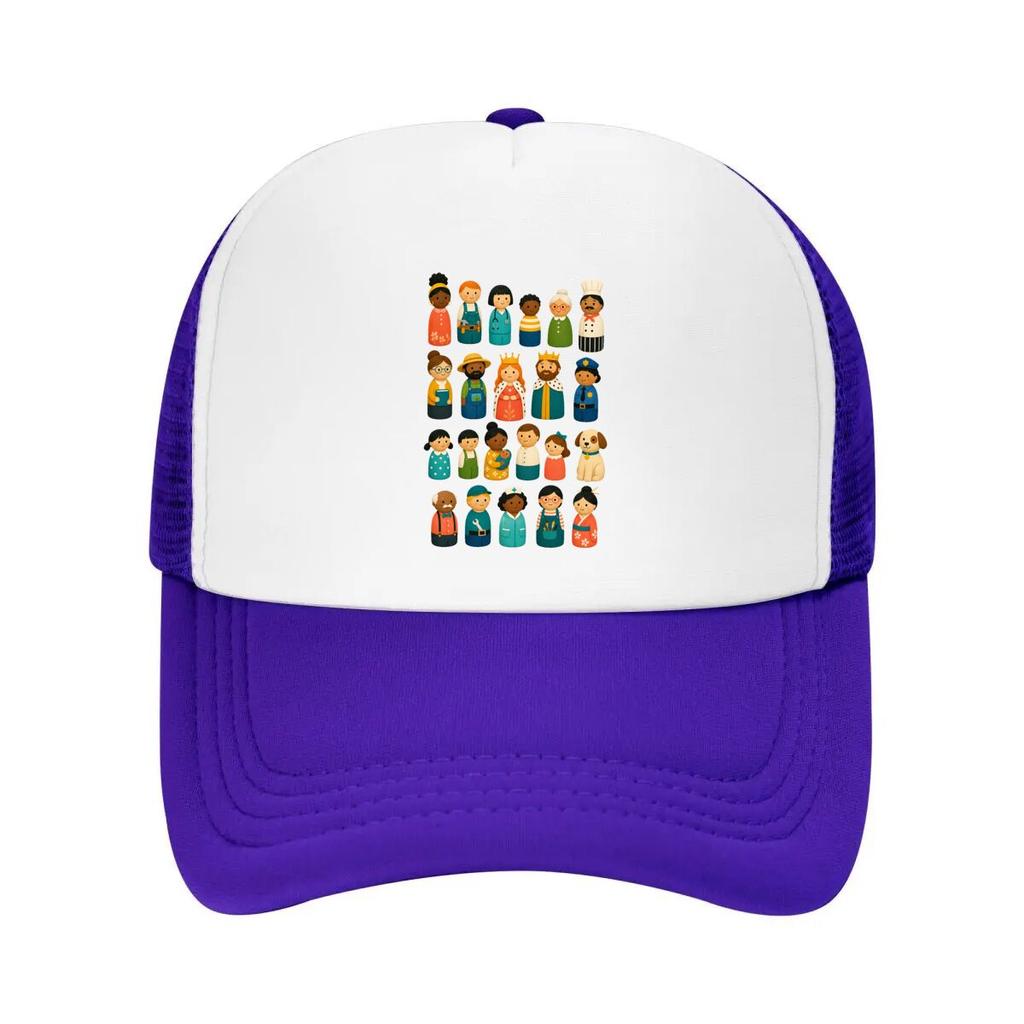 Playful Community Character People C Mesh Baseball Cap Casual Hat Outdoor For Womens Unisex FeUnisex
