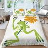 3D High-definition Printed Frog Pattern Bedding Set with Fresh Green Animal Down Duvet and Pillowcase 2/3 Pieces AU/DE/US/UK Home Decoration