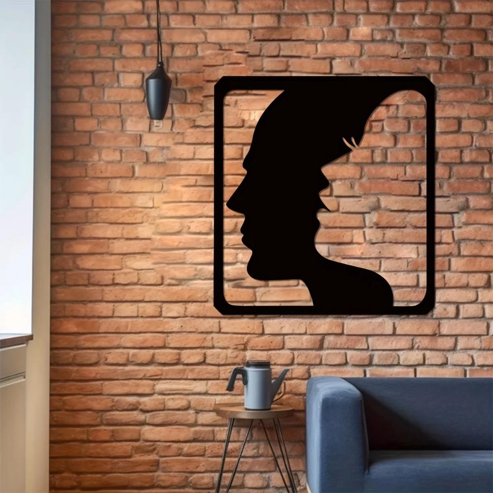 1ks kovové nástěnné umění mužský a ženský design tvaru obličeje stylová domácí dekorace do obývacího pokoje a ložnice nápad na elegantní dárek