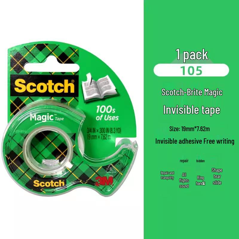 3M Scotch 810 Magic Invisible Tape with Frosted Transparent Finish and Cutter Holder