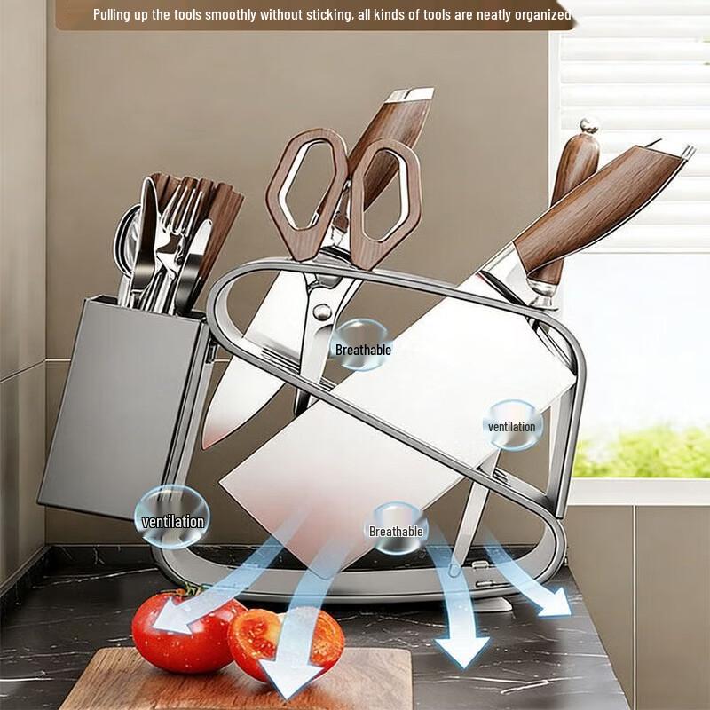 Stainless Steel Tabletop Knife Holder & Storage Rack