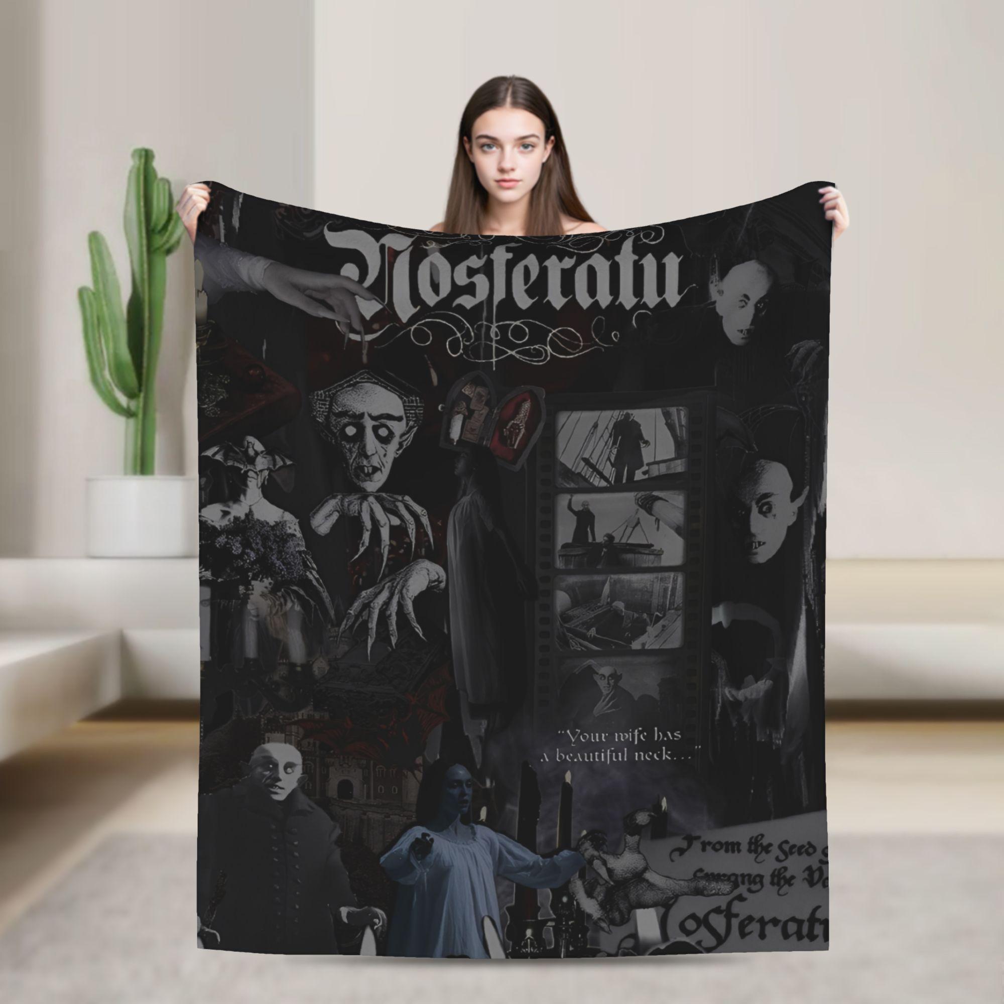 

Nosferatu Vampire Dracula Fashion Blanket Velvet Winter Horror Movie Halloween Portable Lightweight Throw Fashion Blanket for Quilt 75x90cm