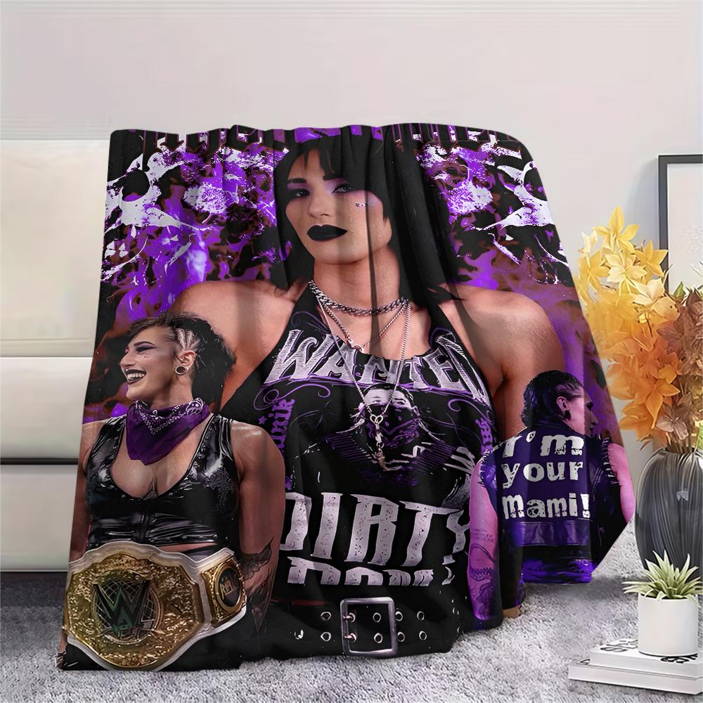 1PC Rhea Ripley Print Flannel Blanket, High quality All Seasons, Home Decor, Warmth and Comfort, Perfect for Christmas Gifts