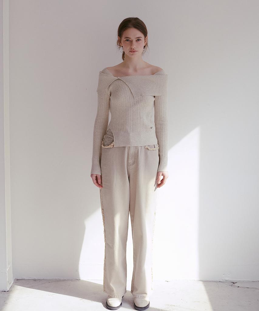 Sopeuteuseoul Double Off-Shoulder Knit_Beige