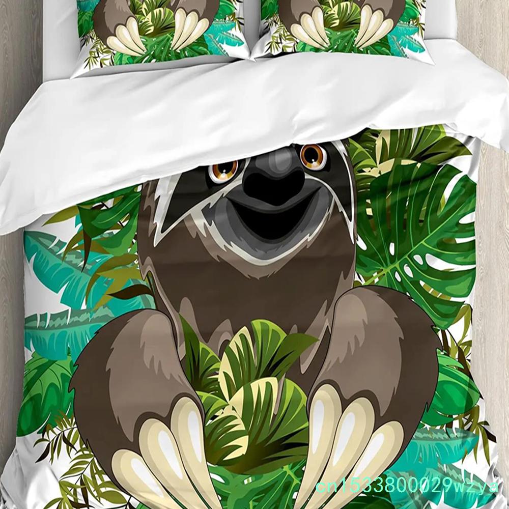 3pcs Bedding Set Cute Animal Sloth Home Textile Duvet Cover Pillow Case Boy Kid Teen Girl Bedding Covers Set