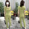 Casual Sports Suit Women's Summer Fashion Korean Style Hooded Top Short-sleeved Slim Temperament Versatile Two-piece Set