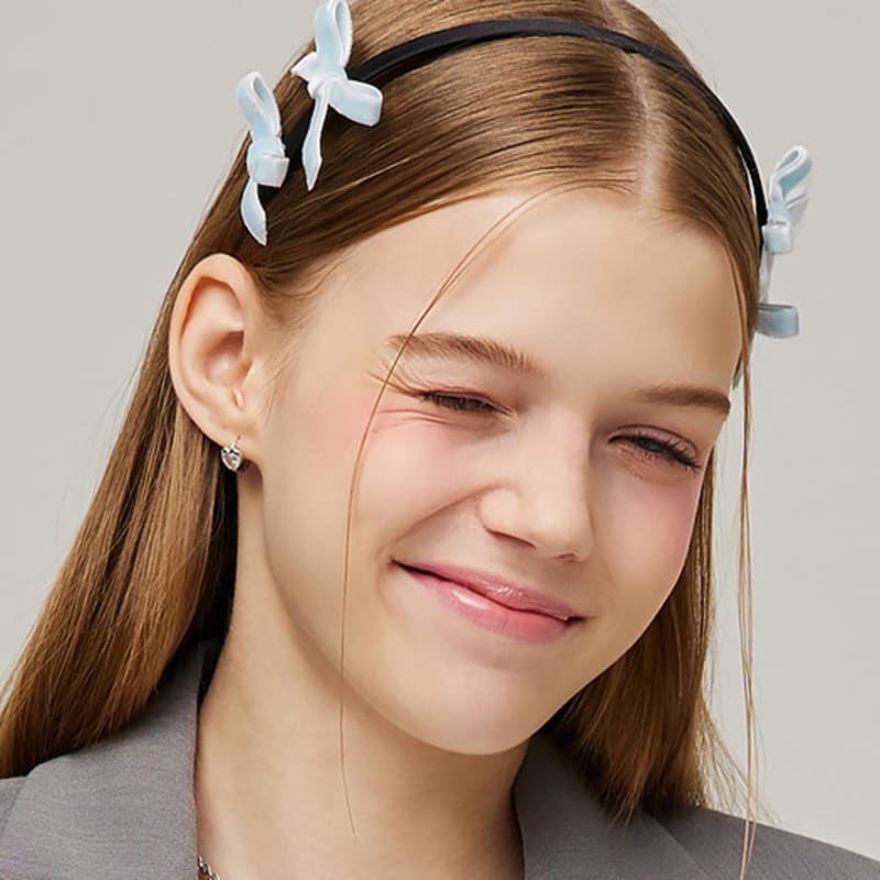 VVV Velvet Mini Ribbon Headband _ Sky Blue
