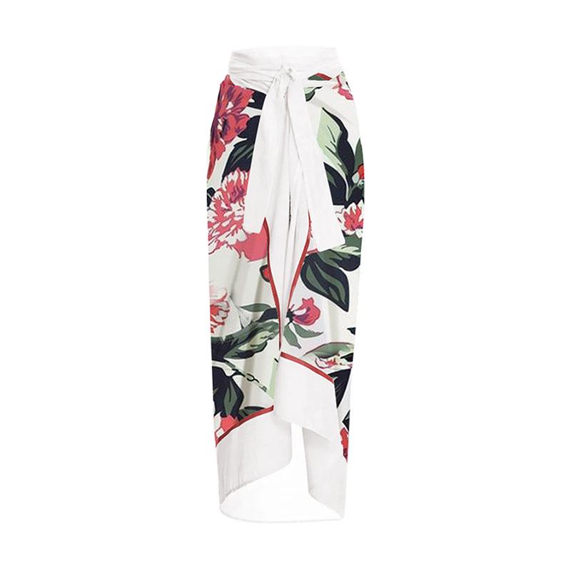 Cross-Border Holiday Print Skirt: One-Piece Tie-Up Beach Dress