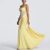 European and American Women's Clothing, New Spring Models, Neck Strap, Solid Color Hip-wrapped Long Dress Dress.