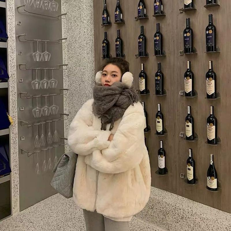 Imitation Lamb Plush Fur Coat for Women Medium To Long Korean Version Loose and Thick Mink Fur Fur Coat