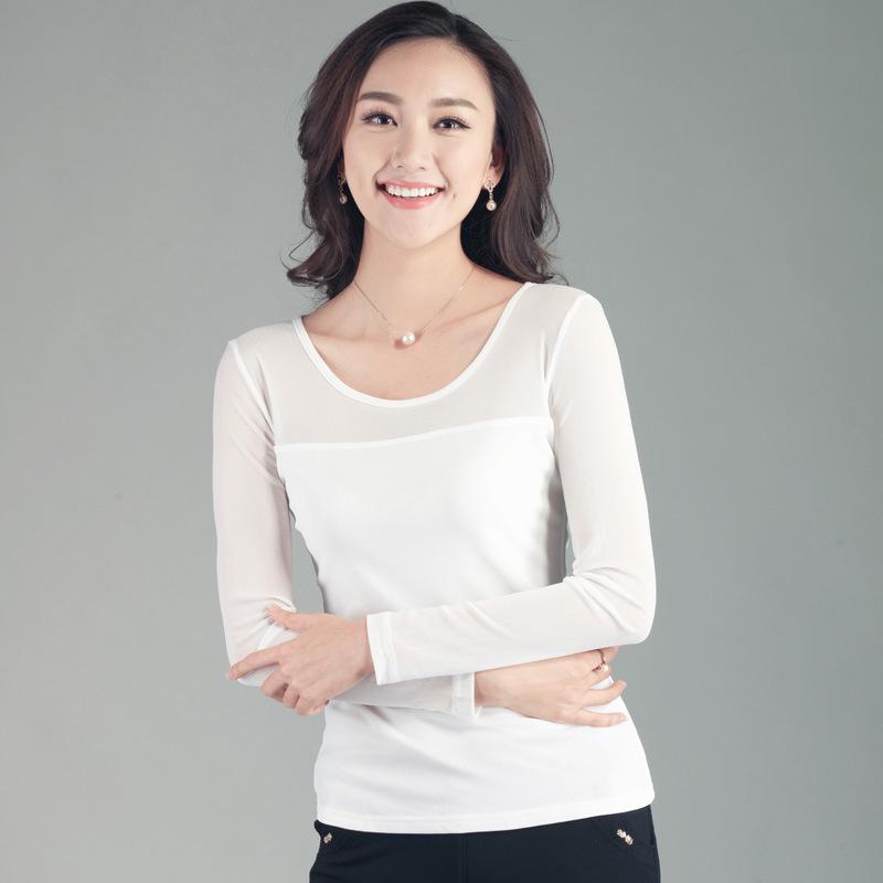 

Осень 2023 г. Женский сетчатый топ с длинными рукавами больших размеров Slim Fit L