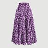 Printed Pocket Spliced Elastic Waist Midi Skirt Women Elegant Commuter Style