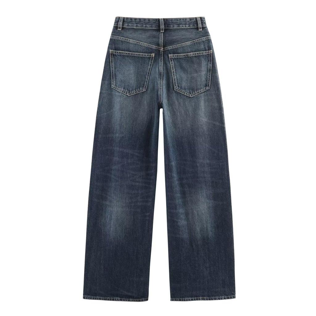 European Fashion Trend: High Waist Wide-Leg Jeans - Comfortable, Casual, Versatile Design.