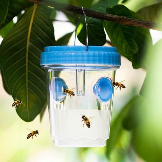 Outdoor Solar Wasp Trap, Hanging Waterproof Hornet Trap Bucket, Reusable Yellow Jacket Trap with LED Light, Wasp Catcher for Garden Patio Backyard