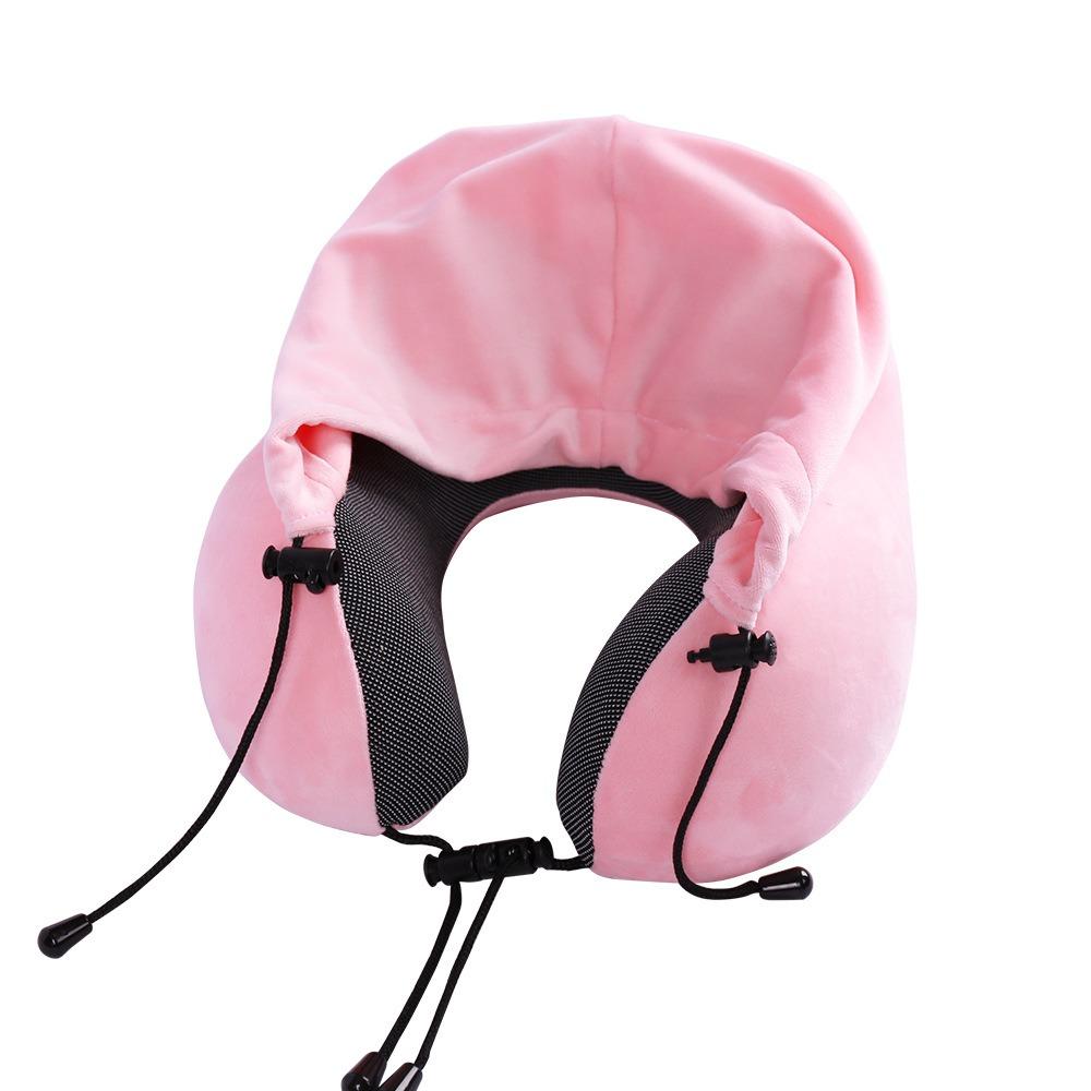 

Soft Sponge Travel Neck Cushion Washable Cover Neck Pillow with Cap Healthcare Use розовый