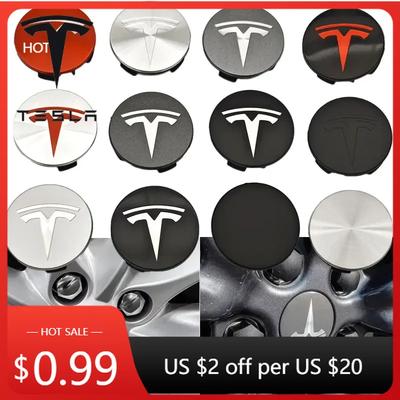 Autosticker Tesla 56mm ABS Tesla wieldop embleem logo velgkap wieldop voor Tesla Model 3 YXS origineel embleem A