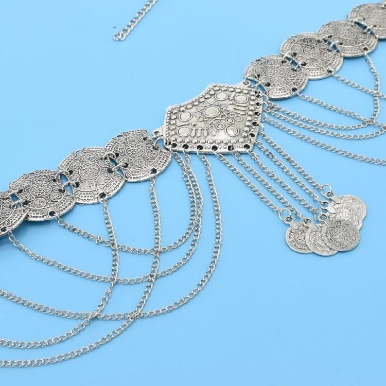 Fringed Coins Chain Belt for Women Hollowed Waist Chain Ethnic Decorative Dress Belt Party Waist Decors Body Jewelry
