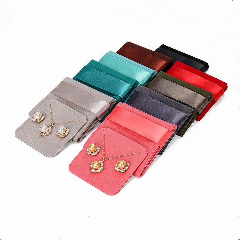 

High-quality Velvet Folded Ribbon Jewelry Velvet Bag Stud Earrings Necklace Ring Storage Bag Jewelry Gift Packaging Storage Bag 1PCS озеро синього кольору