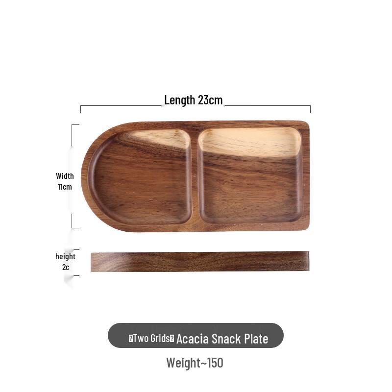 Retro Acacia Wood Divided Oval Serving Plate