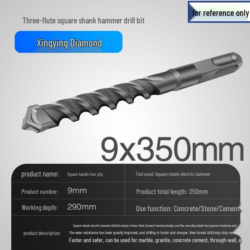 Three-Flute Round & Square Shank Drill Bit for Concrete, Cement, Rebar, Stone, Granite, Marble.