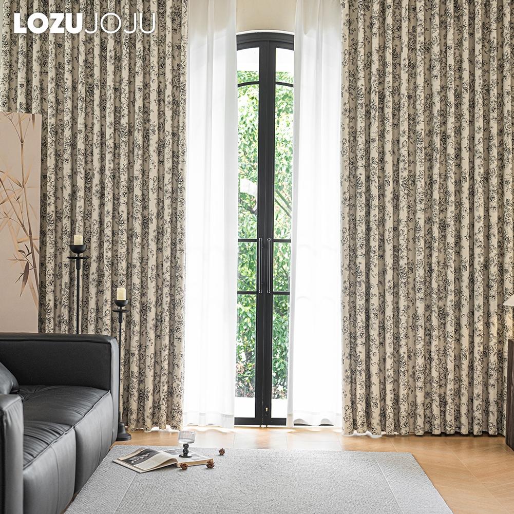 1PC LOZUJOJU French Retro Sketch Flower Curtain with  Aesthetic Blackout Window Treatments for Bedroom Living Room Home Decor