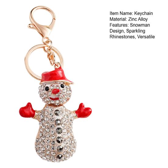 Yousheng Schlüsselanhänger Anhänger Funkelnde Strasssteine Schneemann Design Metall Schlüsselring Dekorativer Schlüsselhalter Freunde Taschenanhänger