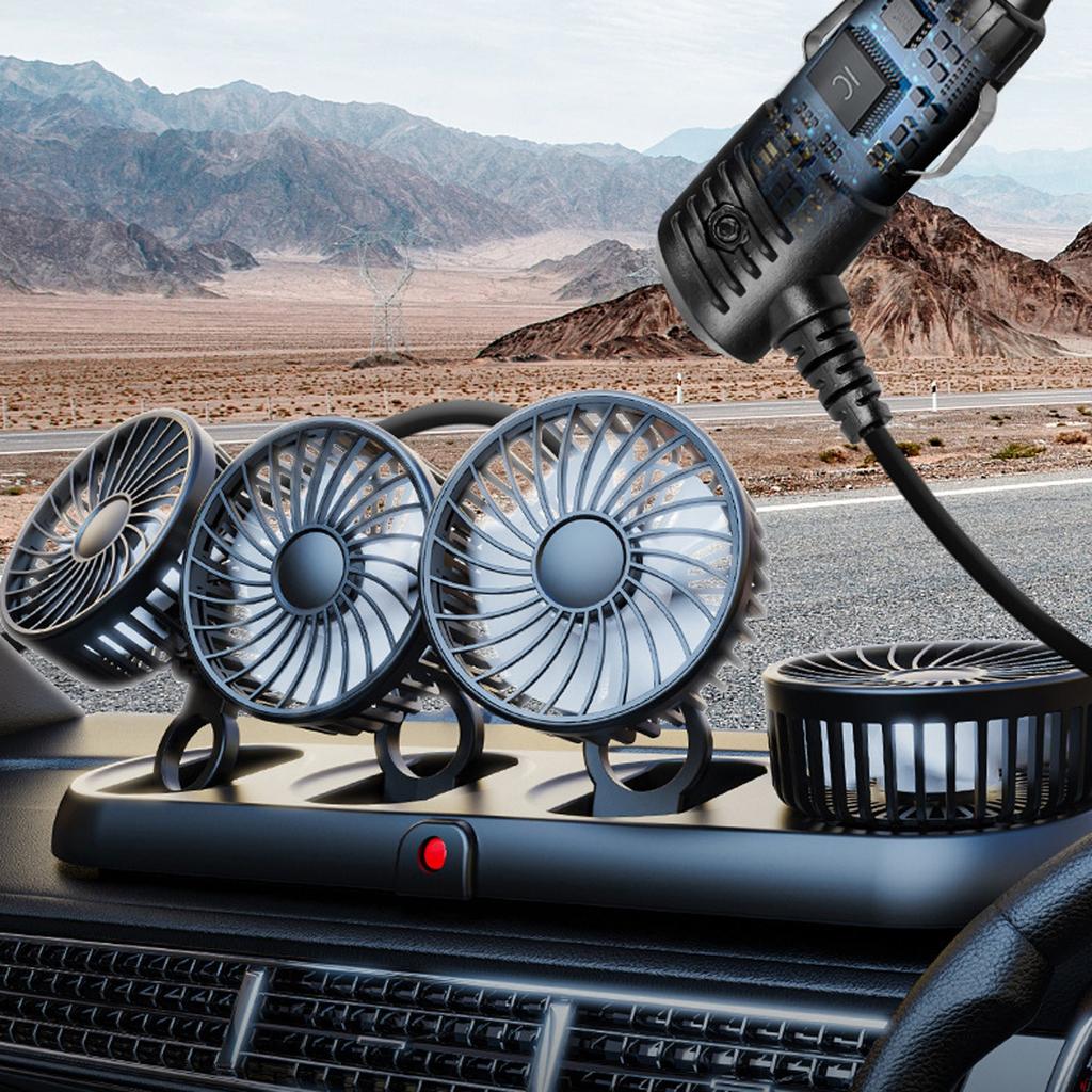 Car Fan 5/12/24V,360 Degree Rotatable Car Fan,Electric 3 Speed Two Head Fans,Strong Dashboard CoolCirculator Fan